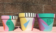 Load image into Gallery viewer, 3 x Happy Pots - the pot on the left is a medium sized Happy Pot, and the two pots on the right are the large sized Happy Pots - VIBES, byFrolly