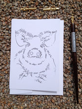 Load image into Gallery viewer, Greedy Pig greeting card in white - Calligraphette, byFrolly