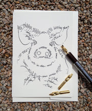 Load image into Gallery viewer, Greedy Pig greeting card in white - Calligraphette, byFrolly