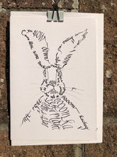 Load image into Gallery viewer, Boxing Hare greeting card in white - Calligraphette, byFrolly
