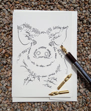 Load image into Gallery viewer, Greedy Pig greeting card in white - Calligraphette, byFrolly
