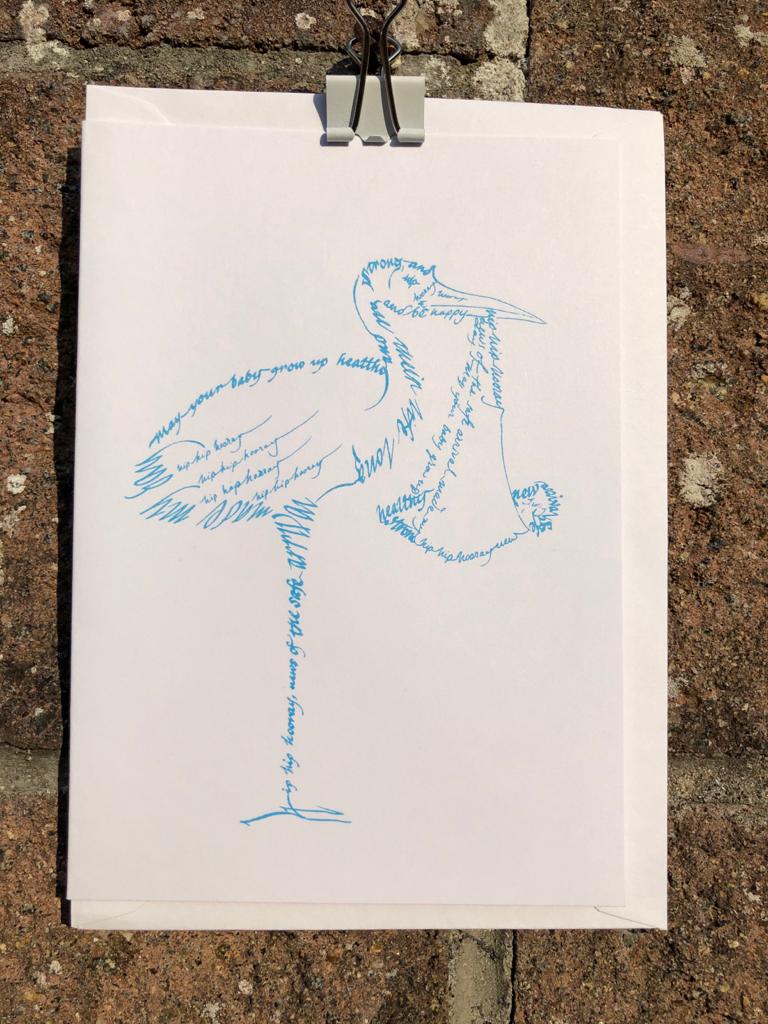 Baby greeting card - Stork